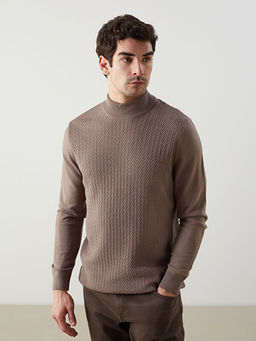 Yar?m Bal?k?? Yaka Uzun Kollu Erkek Triko Kazak