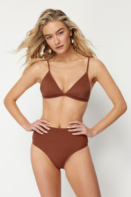 Kahverengi Yuksek Bel Hipster Basic Bikini Alt? TBESS21BA0057