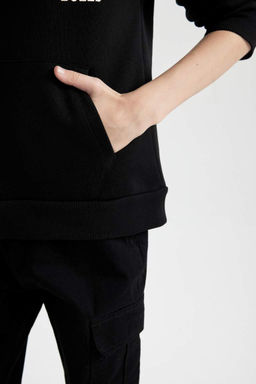 Толстовка оверсайз с капюшоном NBA Chicago Bulls для мальчиков - Defacto фото 7