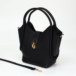 Сумка женская тоут на клапане, с косметичкой, 17×11×22 см, однотонная, чёрная