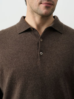 Джемпер-поло из кашемира мужской KM010140-E коричневый