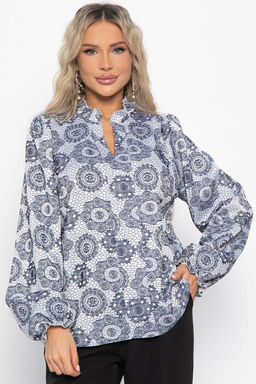 Блуза Доменика (серо-синяя) Б15016-18М