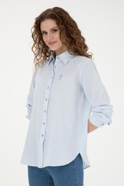 Женская голубая рубашка с длинным рукавом - U.s. polo assn фото 10