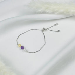 Браслет регулируемый для "Стрельца" из Топаза, Аметиста и Цитрина от 16 см