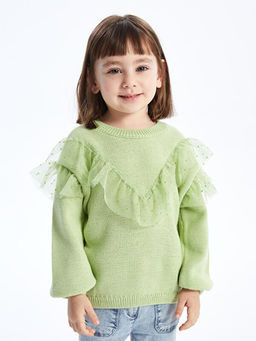 Bisiklet Yaka Uzun Kollu F?rf?r Detayl? K?z Bebek Triko Kazak