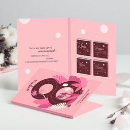 Открытка 4 шоколадки 8 марта (розовая) - 8 чудо фото 3