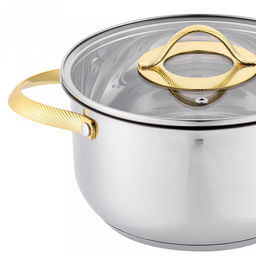Кастрюля из нержавеющей стали "Олимпия" 2,7л, д15,5см, h11,7см, s0,4мм, дно s2,4мм, стеклянная крышка, подарочная коробка, "Appetite" (Китай)