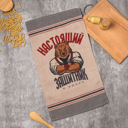 Полотенце кух. Доляна Настоящий защитник 35х60 см, рогожка, 100% хл, 160г/м2  фото 2