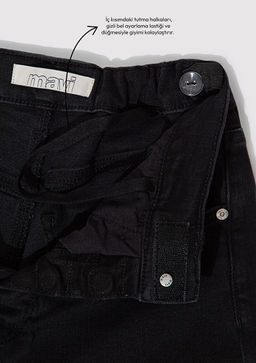 Lilyana Adaptive Puslu Gri Jean Pantolon - Mavi фото 3