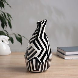 Ваза для цветов «Пикассо», ручная роспись, галочки, 26×11.5 см, керамика, чёрно-белая