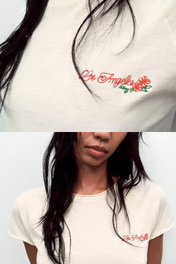 CAMISETA MANGA RANGL?N TEXTO / Crudo