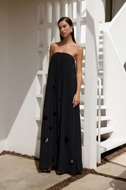 TRENDYOLMILLA Siyah A-Kesim Straplez Sifon Dokuma Uzun S?k Abiye & Mezuniyet Elbise TPRSS25AE00137  фото 2