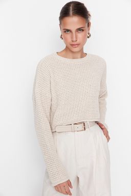 Tas Crop Genis Kal?p Triko Kazak TWOAW23KZ01193
