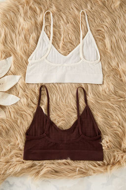 TRENDYOLMILLA Tas-Kahverengi 2li Seamless/Dikissiz Sac Orgulu Balensiz Kaps?z Bustiyer Orme Sutyen THMSS25SU00002  фото 4