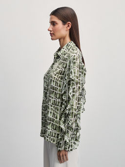 Шифоновая блузка с принтом с воланами / Zarina  фото 4