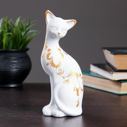 Фигура керамика «Кошка ушастая», 7×8×20 см, белая