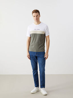 Bisiklet Yaka K?sa Kollu Renk Bloklu Erkek Ti??rt