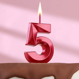 Цена за 2 шт. Свеча в торт на шпажке «Цифра 5», красная, 5 см