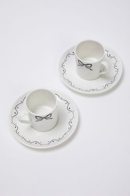 Trendyolmilla Home 2li Porselen Fiyonk/Kurdele Bask?l? Kahve Fincan? TPHSS25KFC00005 фото 10