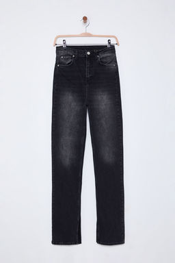 TRENDYOLMILLA Koyu Mavi Y?rtmacl? Super Yuksek Bel Slim Flare Jeans TWOSS22JE0643  фото 13