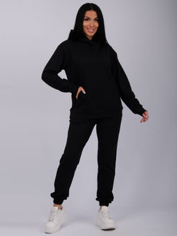 Джоггеры "Селена 2" чёрные, футер 2-х нитка начес