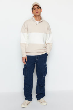 TRENDYOL MAN Siyah Oversize/Genis Kesim C?tc?tl? Renk Ici Polar Pamuklu Sweatshirt TMNAW24SW00160 - Trendyolmilla фото 21