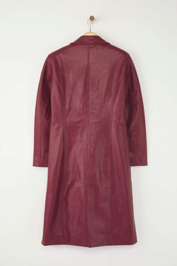 Bordo Suni Deri Mono Kapama Regular Uzun Kaban TWOAW26KB00010 - Trendyolmilla фото 2
