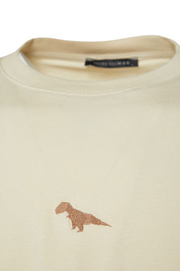 Tas Oversize/Genis Kesim Bisiklet Yaka K?sa Kol Dinozor Islemeli T-Shirt TMNSS23TS00243