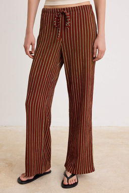 Murdum Cizgili Wide Leg Yuksek Bel Uzun Dokulu Orme Pantolon TWOSS26PL00157 - Trendyolmilla фото 3