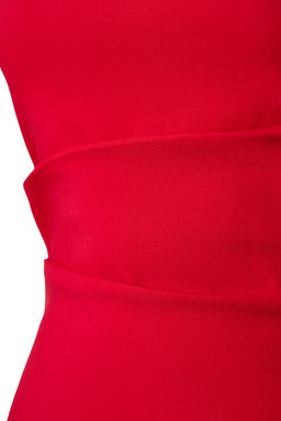 K?rm?z? Straplez Fitted Drapeli Dokuma Bluz TWOSS24BZ00348