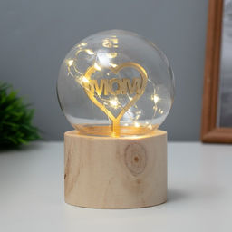 Фигурка светящаяся RISALUX «Люблю маму», LED-ночник, 3×AG10, шар-8 см, 6.5×6.5×11.5 см