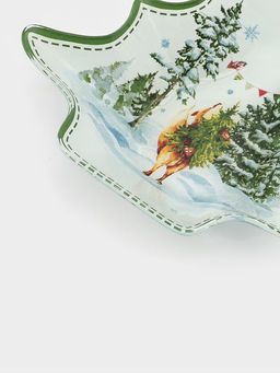 УЦЕНКА Блюдо сервировочное ёлочка «Зверьки в лесу» 17.7×18.5×3.5 см