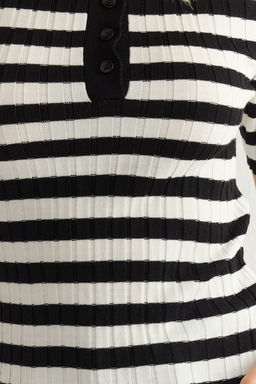 Siyah*001 Basic Polo Yaka T-Shirt Gorunumlu Ince Bluz TWOSS20BZ0112