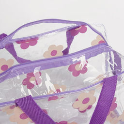 Цена за 2 шт. Косметичка - сумка на молнии для бассейна Цветочки, с ручками, прозрачная - Simaland фото 3