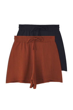 TRENDYOLMILLA Siyah-Vizon Burumcuk Relaxed/Rahat Kal?p K?sa Esnek Orme Sort & Bermuda TWOSS25SR00087 фото 7