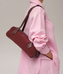 Замшевая сумка багет Deboro 31129 зимняя вишня