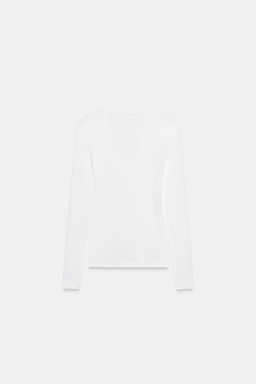 CREPE LONG SLEEVE T-SHIRT - Zara фото 11