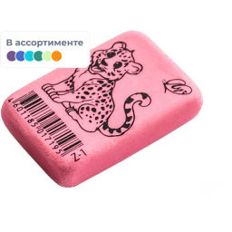 Цена за 5 шт. Ластик Луч ZOO 35x25x8 мм пастельный в ассортименте