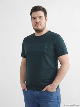 Bisiklet Yaka Bask?l? Penye Erkek Ti??rt