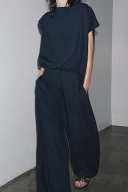 ZW COLLECTION LINEN TOP WITH TIES - Zara фото 4