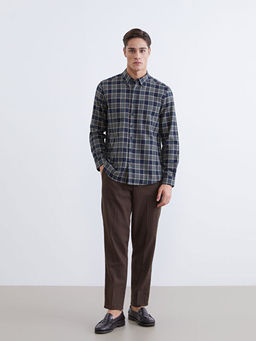 Uzun Kollu Ekose Desenli Erkek G?mlek