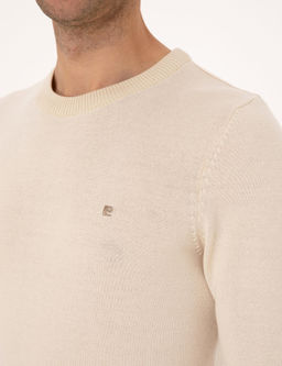 Bej Slim Fit Bisiklet Yaka Basic Triko Kazak - Pierre cardin фото 7