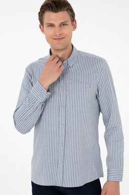 Мужская голубая рубашка с длинным рукавом - U.s. polo assn фото 3