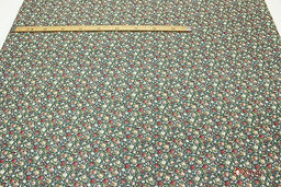 Импорт. хлопок "Розы кораллово-терракотовые" цв.т.зеленая морская волна, ш.1.45м, хл-100%