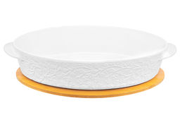 Блюдо д/зап и серв 35*24*8 см 2,5 л Веточки-цветочки овал + дерев. крышка-подставка - Elan gallery фото 5