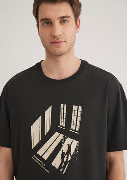 Bask?l? Antrasit Tisort - Mavi фото 5