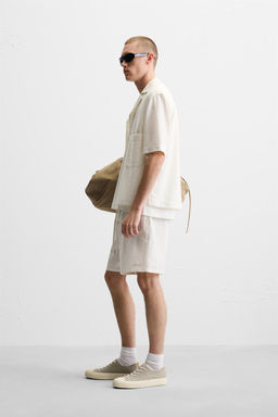 EMBROIDERED TEXTURED BERMUDA SHORTS - Zara фото 13