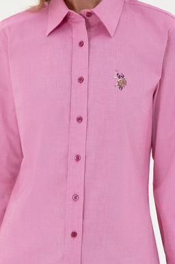 Женская базовая рубашка цвета фуксии с длинным рукавом Неожиданная скидка в корзине - U.s. polo assn фото 6