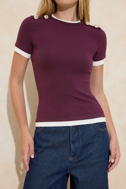 Murdum Fitted/Vucuda Oturan K?sa Kollu Dugmeli Premium Yumusak Orme Bluz TWOSS26BZ00095 - Trendyolmilla фото 3