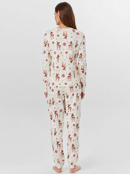 Комплект женский домашний бежевый с принтом оленей - Mark formelle фото 2